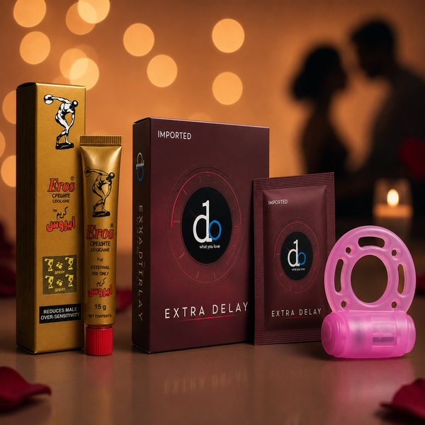 Ultimate Performance Combo | Eros Delay Cream 1 DO Extra Delay Condom Vibrating Ring